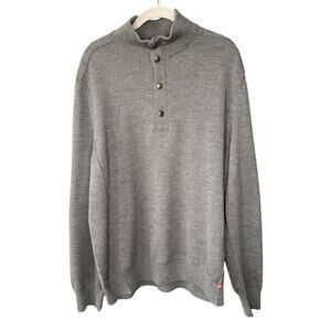 Banana Republic Sweater Mens XL Y2K Mock Neck Snap Buttons 100% Wool Pullover
